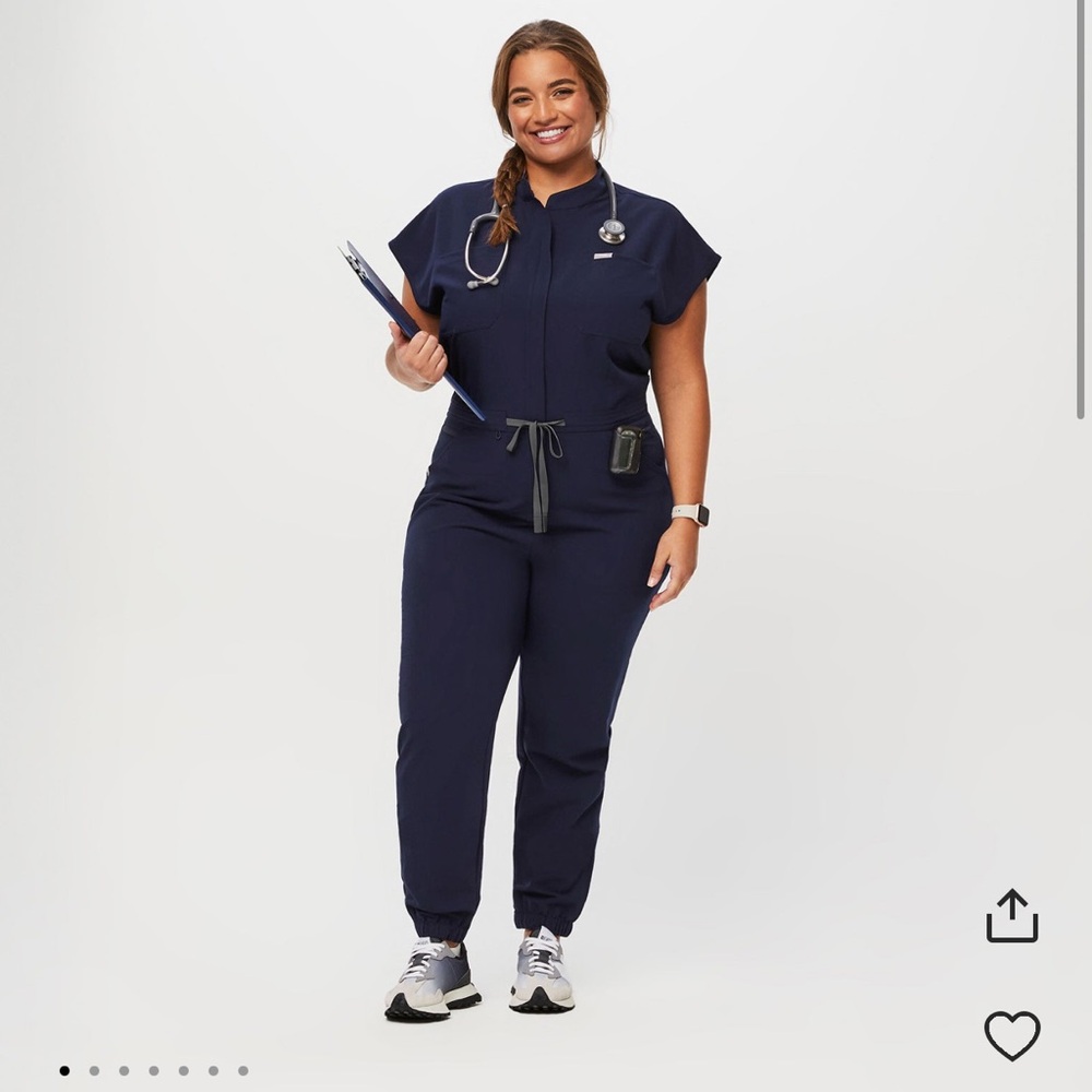 Figs Women's Navy Rafaela Cargo ScrubJumpsuit - Medium